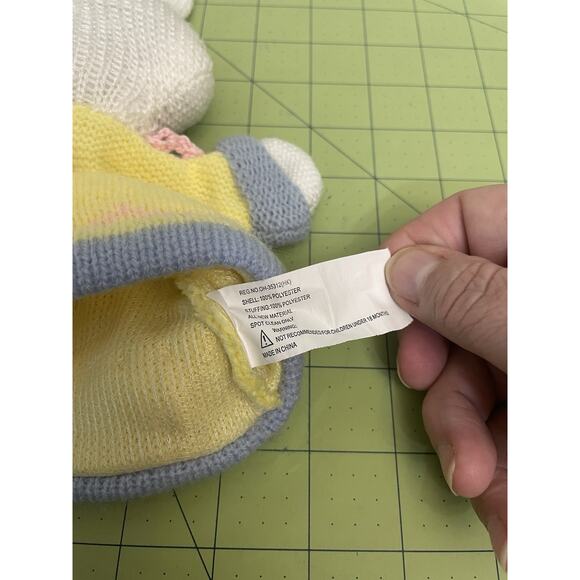 Bunny Rabbit Hand Puppet Easter Crochet Knit Pastel Floral Button Embellishments - Picture 6 of 7